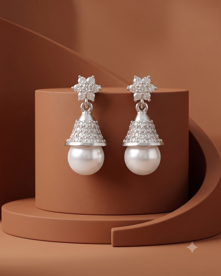 Premium Gold Plated & Silver Plated Pearl Drop Earrings for Women