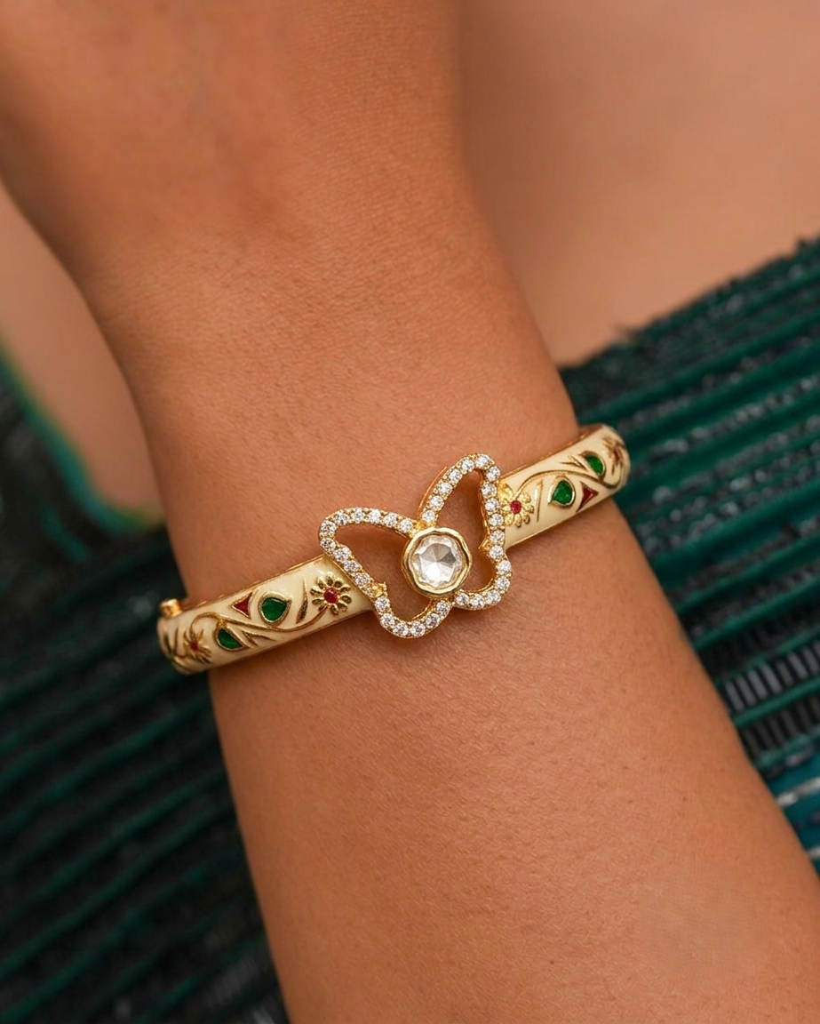 Designer CZ Enamel Openable Bangle for Women