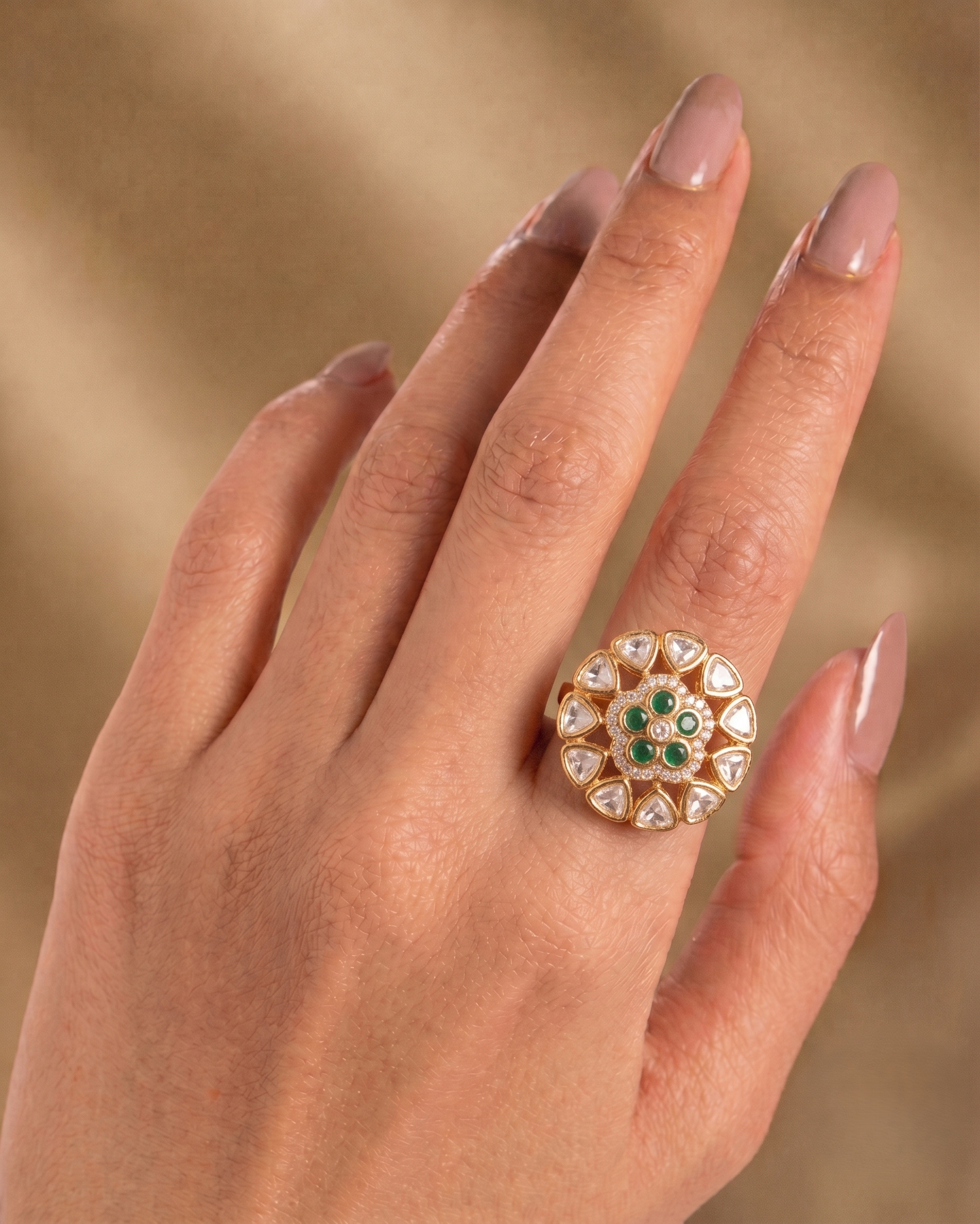 Harinika Green Kundan AStatement Ring