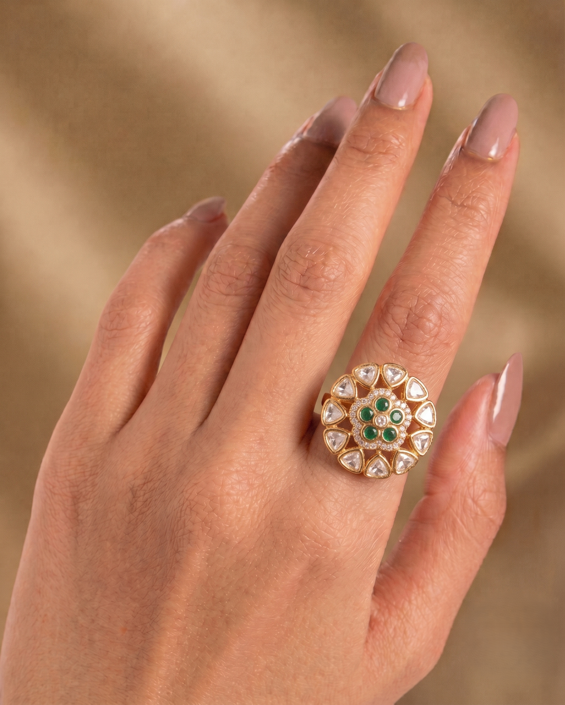 Harinika Green Kundan AStatement Ring