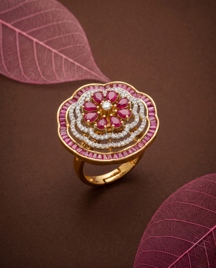 Zariya Royale Adjustable Ruby Stone Ring for Women