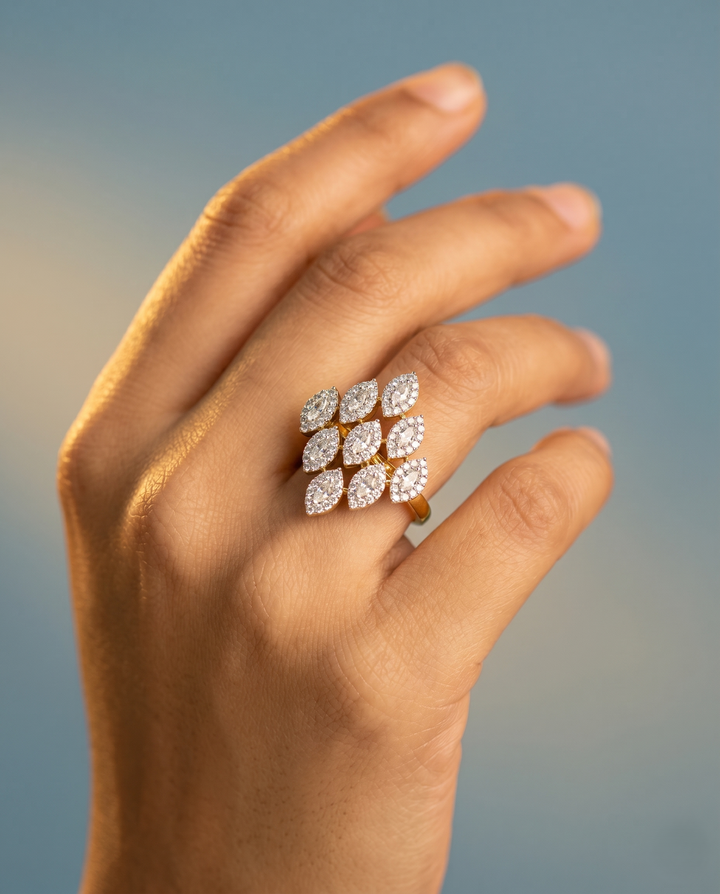 Adjustable Multi Stone Diamond Cluster Ring for Women | Luxury Statement Ring