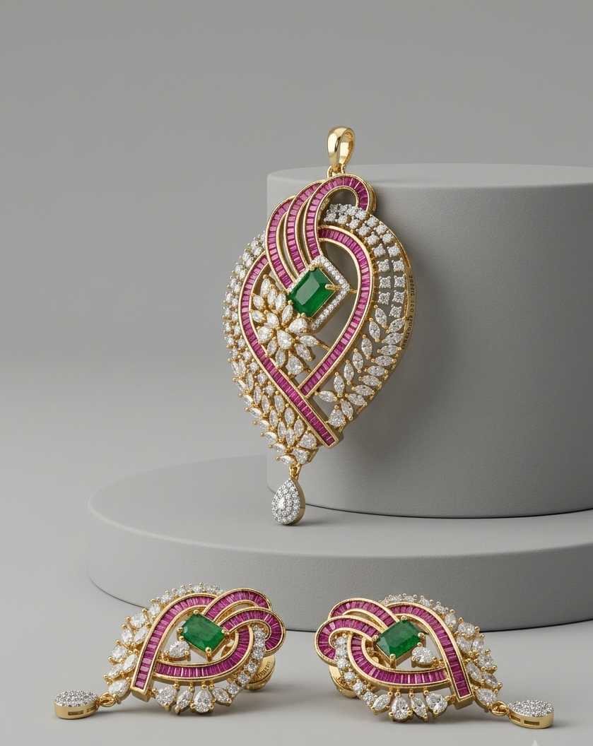 Ruhani Gulnaar Pendant Set