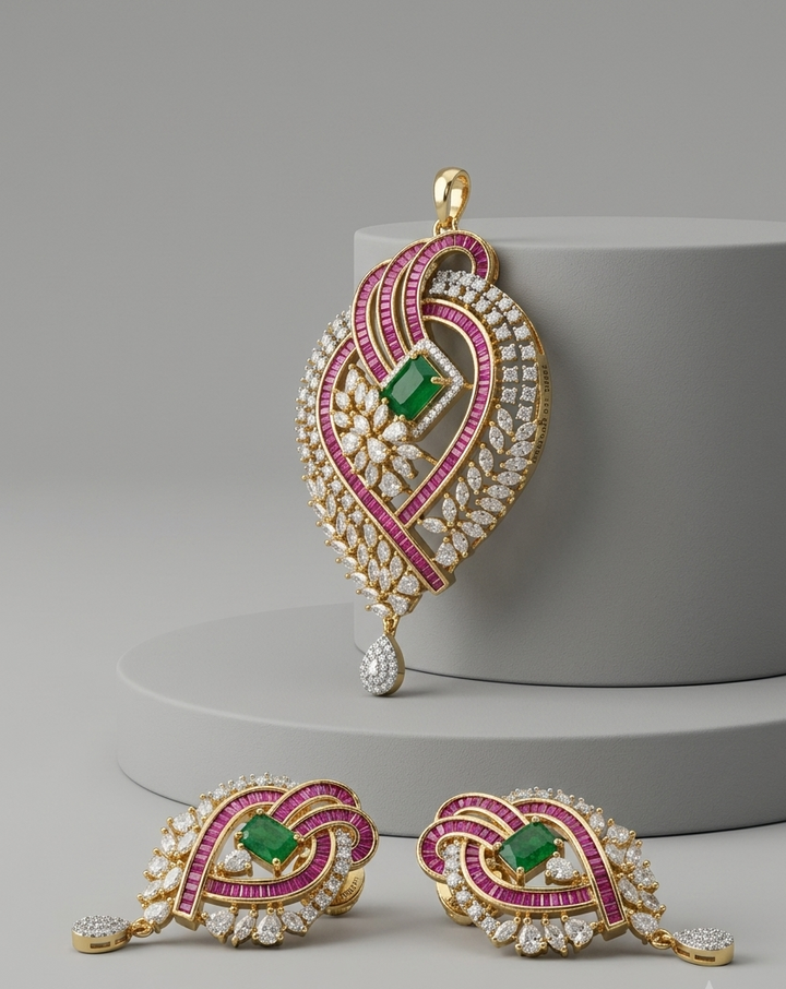 Ruhani Gulnaar Pendant Set