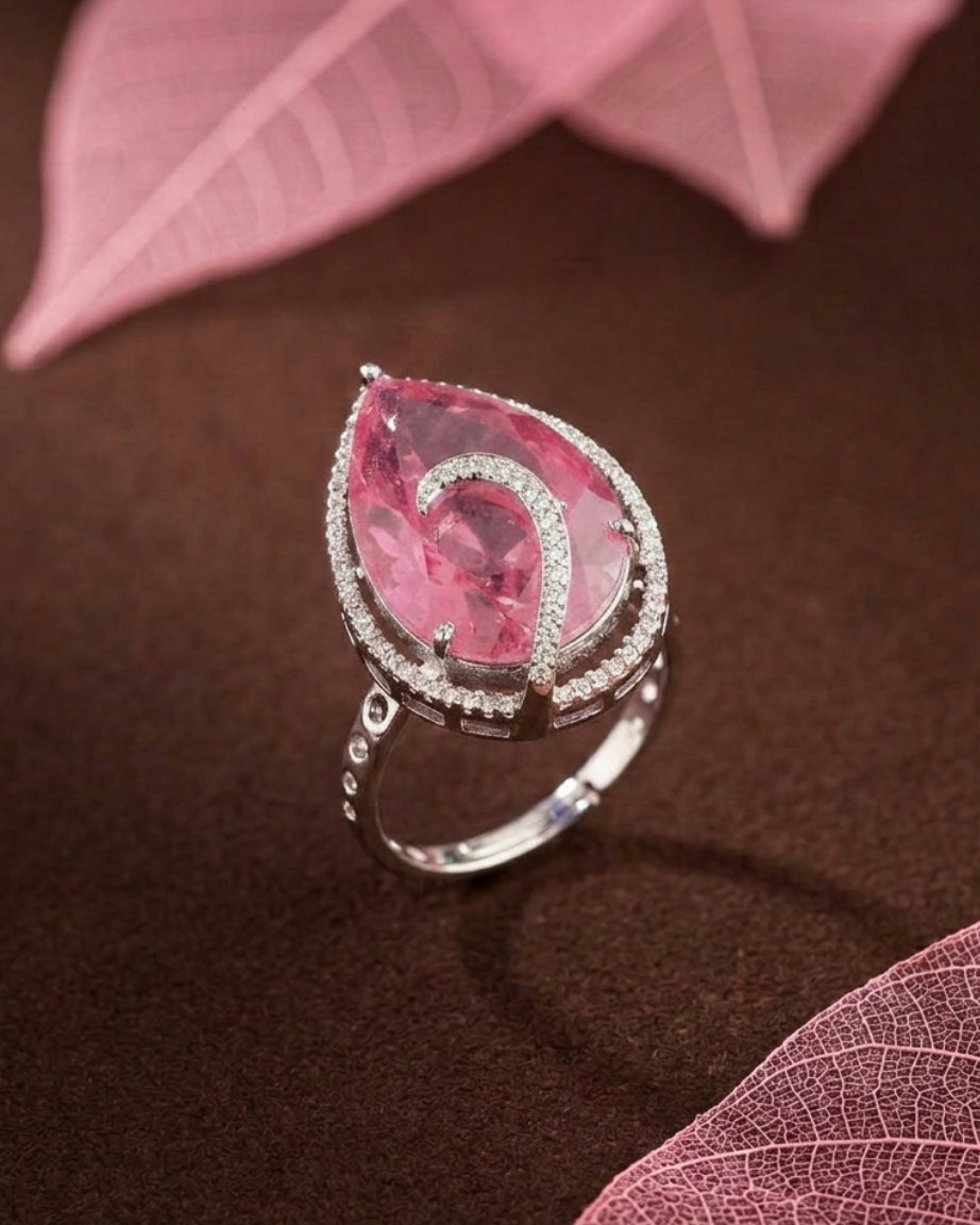 Noor-e-Ruby Adjustable Teardrop Ring for Women