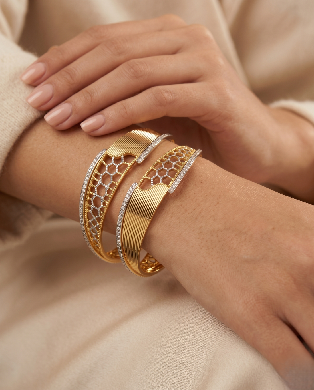 Cutwork Dual Tone Bangles for Women