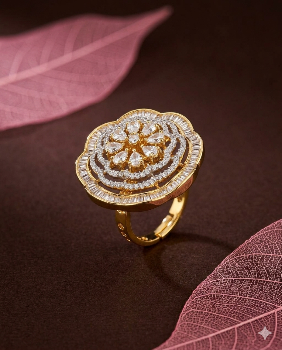 Zariya Royale Adjustable Ruby Stone Ring for Women