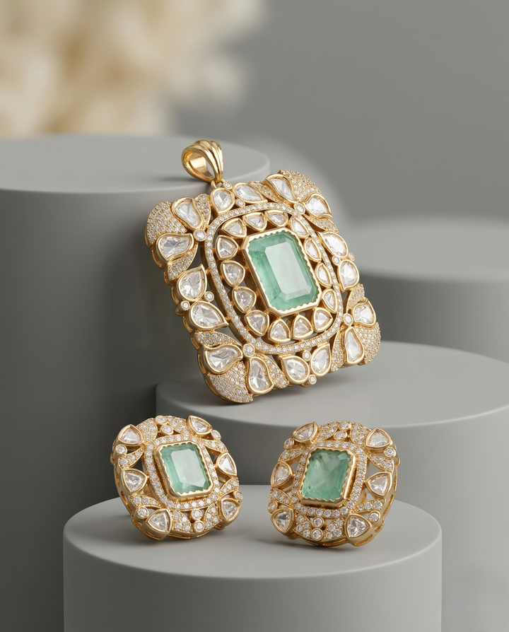 Gulraani Blush Moissanite Pendant Set