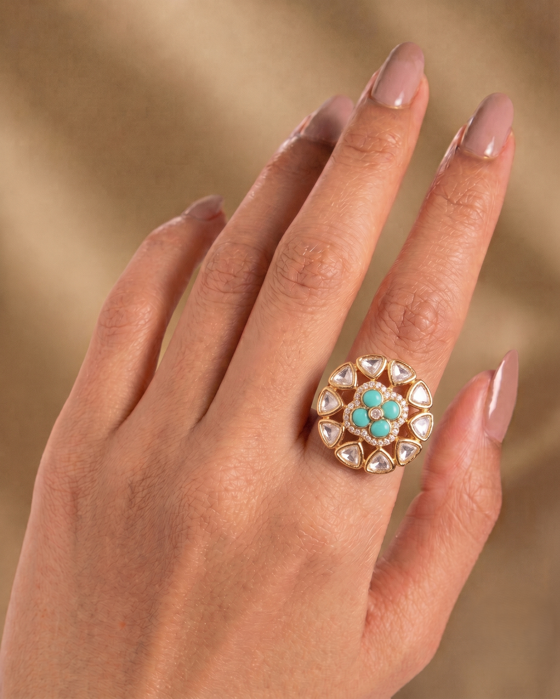 Harinika Green Kundan AStatement Ring