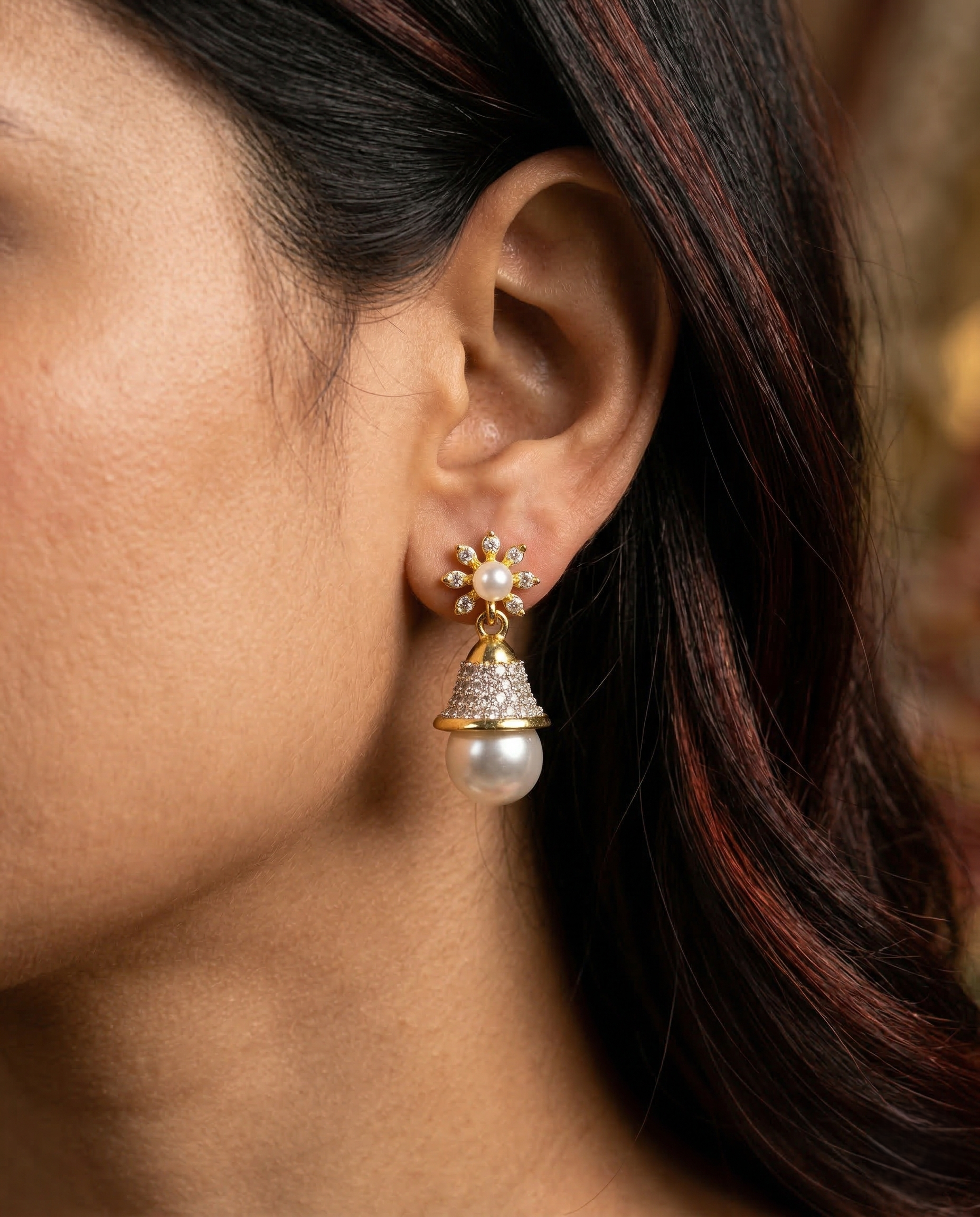 Premium Gold Plated & Silver Plated Pearl Drop Earrings for Women