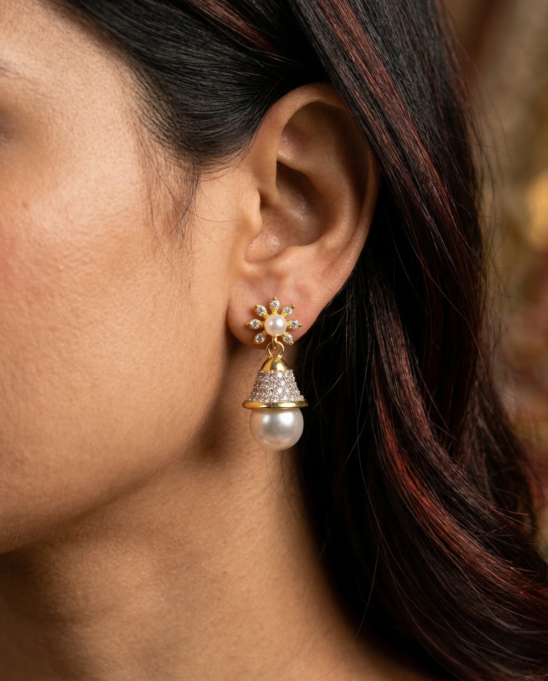 Premium Gold Plated & Silver Plated Pearl Drop Earrings for Women