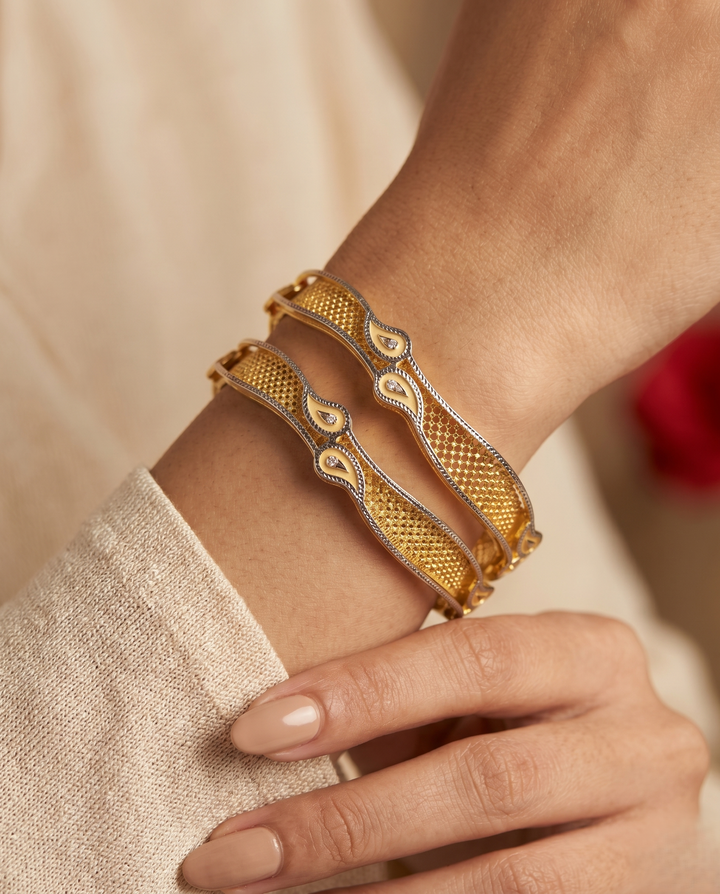 Kanaklehra Grace Bangles Dual Tone Designer Bangles for Women