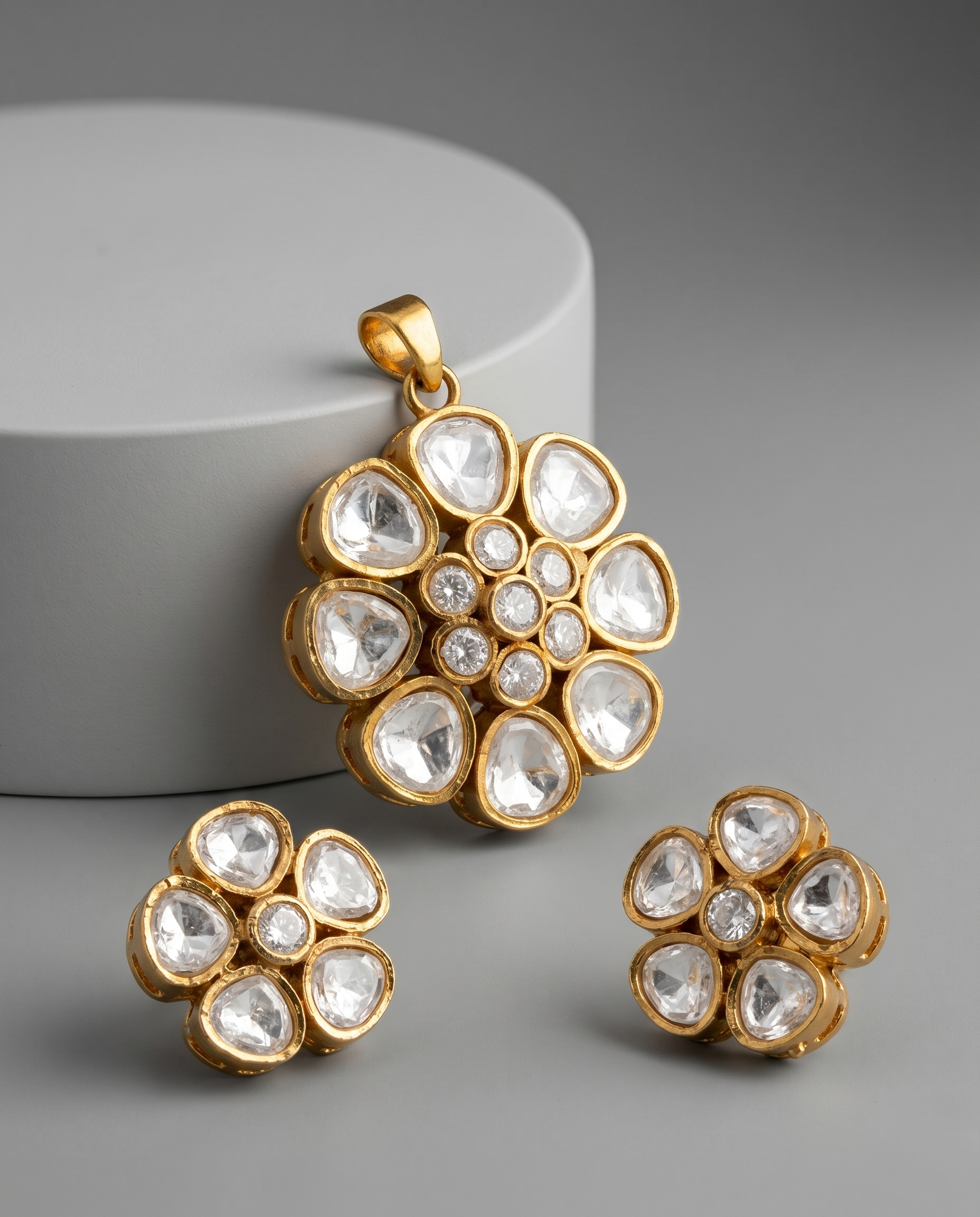 Aurelia Moissanite Floral Pendant Set