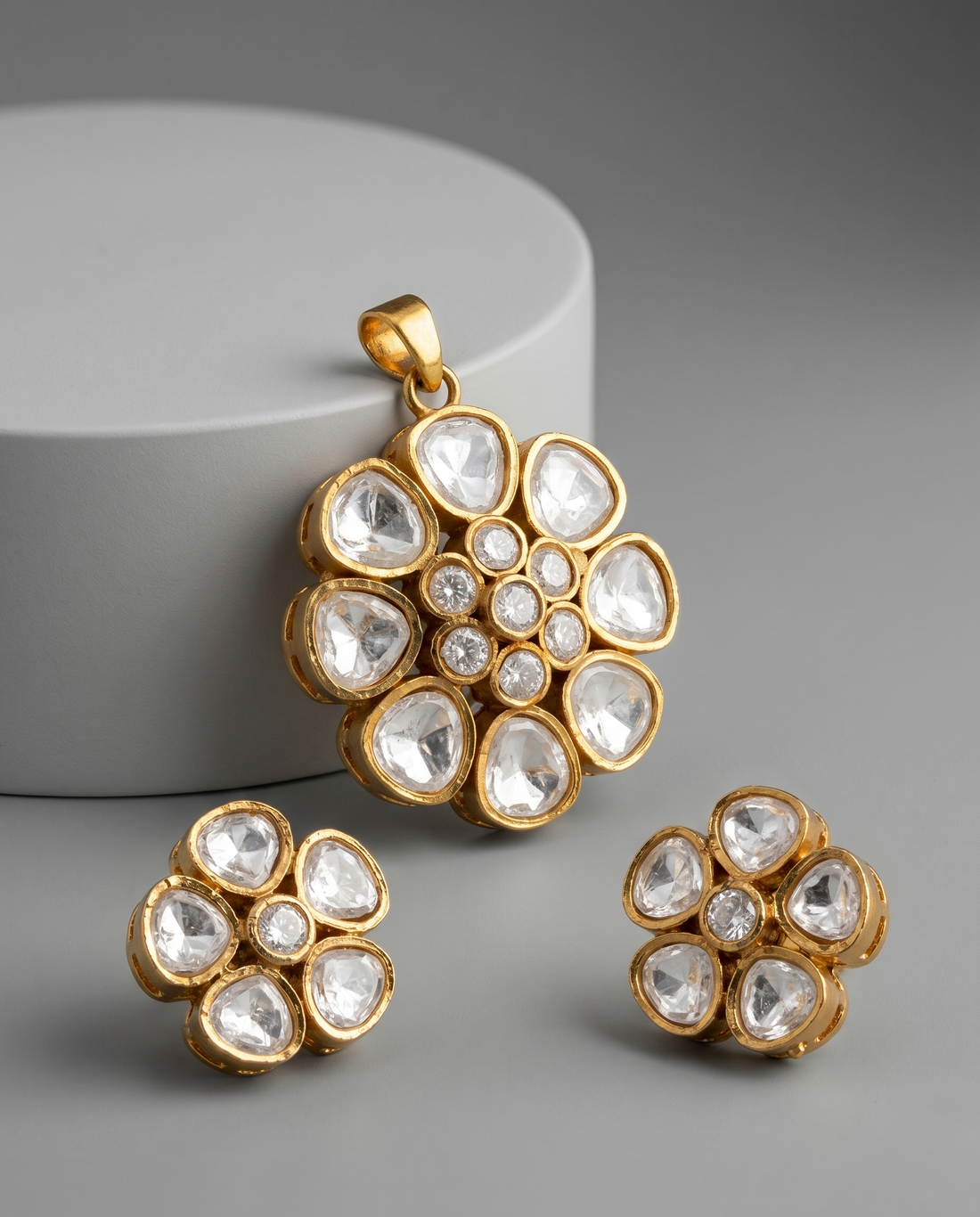 Aurelia Moissanite Floral Pendant Set