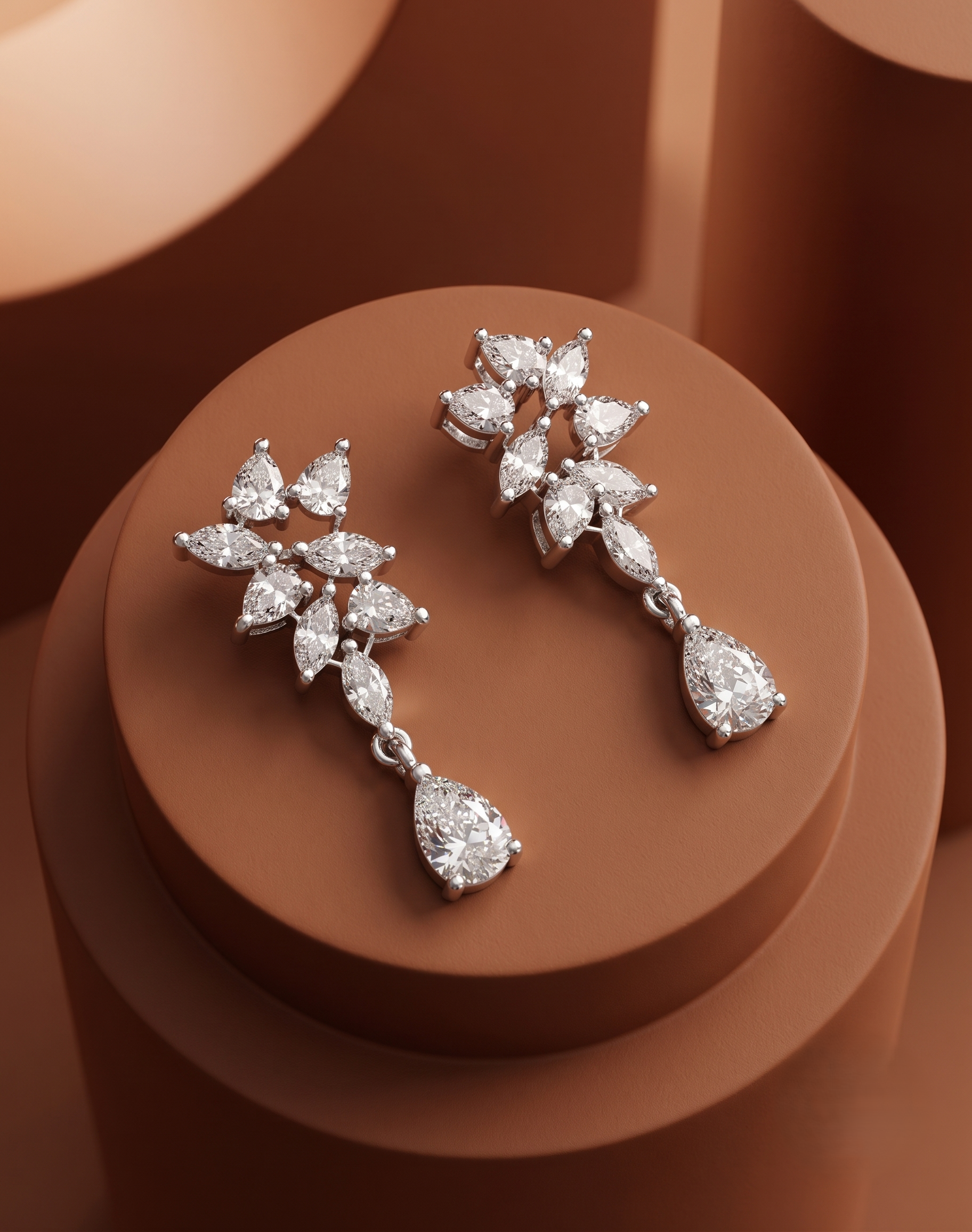Premium Crystal Drop Diamond Floral Earrings for Women | Gold & Silver Finish Party Wear Earrings