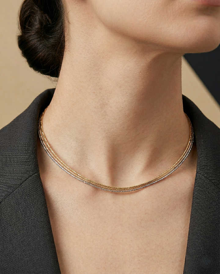 3 Liner Gold Silver Rose Gold Hasli Chain