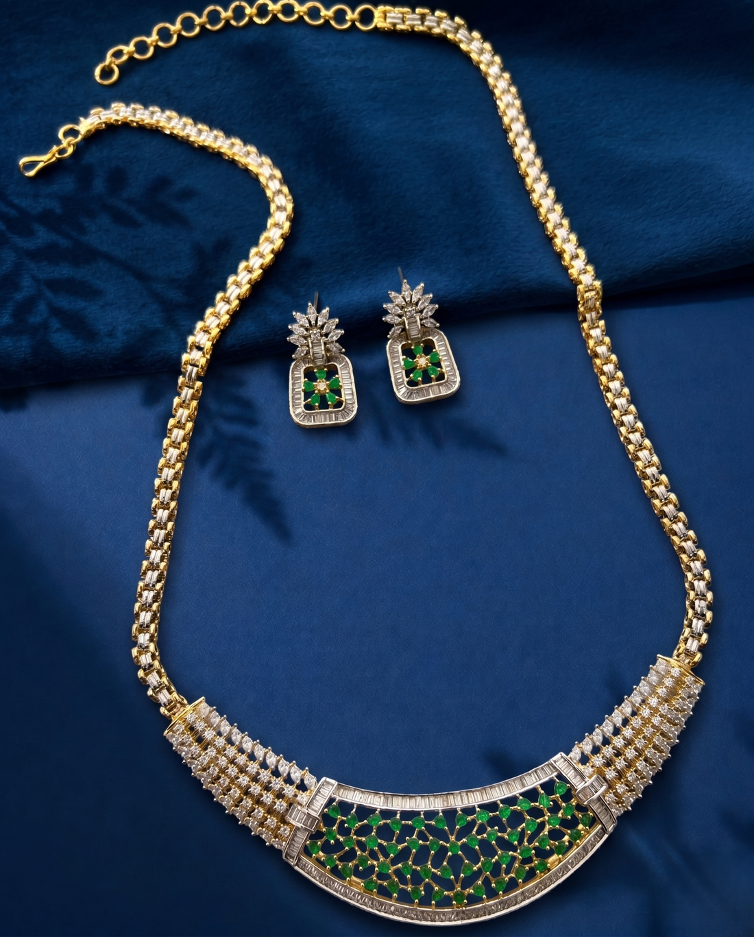 Rajeshwari Ruby Lattice Diamond Necklace Set