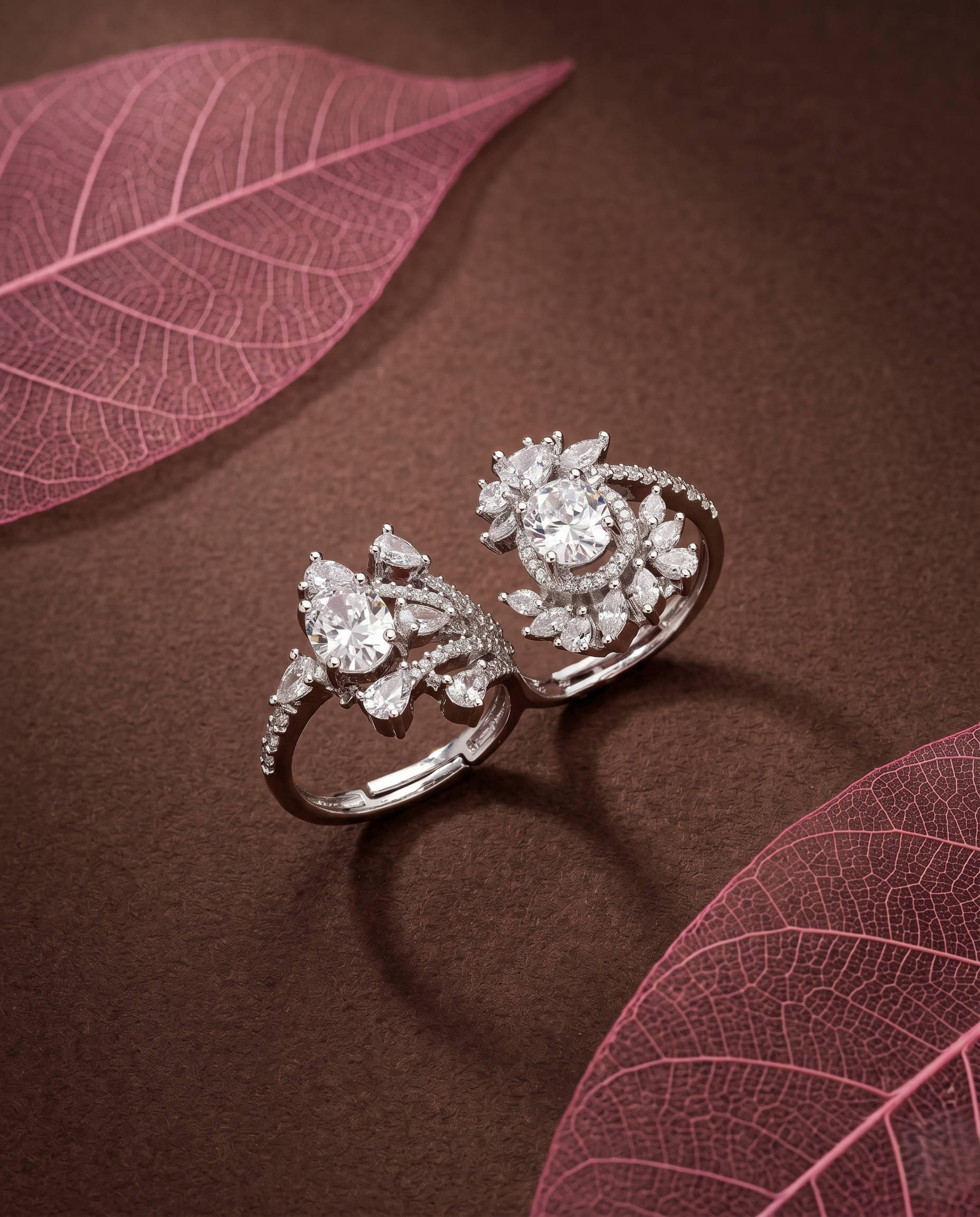 Elara Bloom Adjustable Double Finger Statement Ring