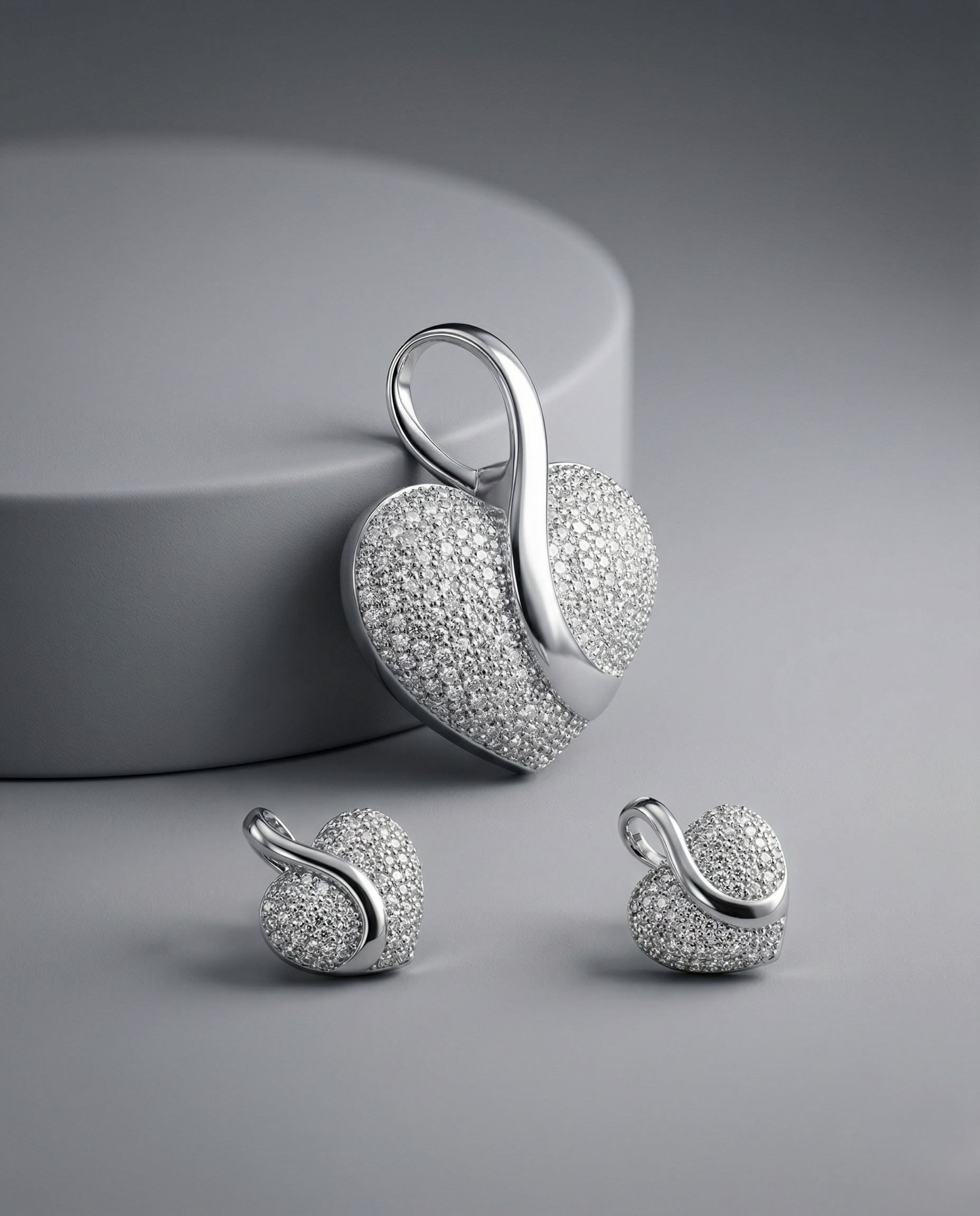 Premium Sparkle Heart Twist Pendant Set in Gold Plated Finish