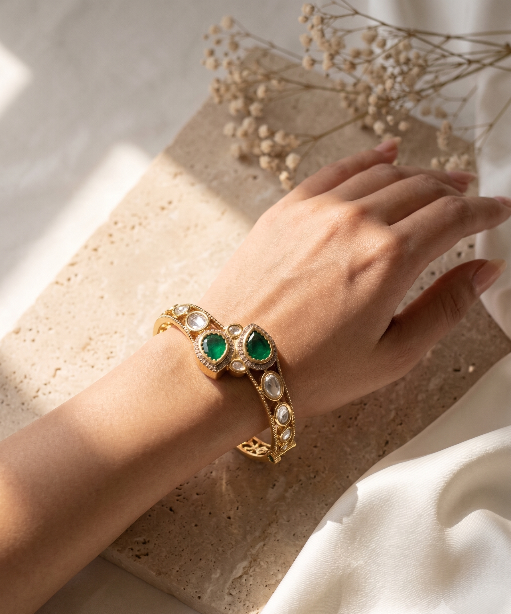 Mehvira Mehndi Polish Mossanite  Kada Bracelet for Women