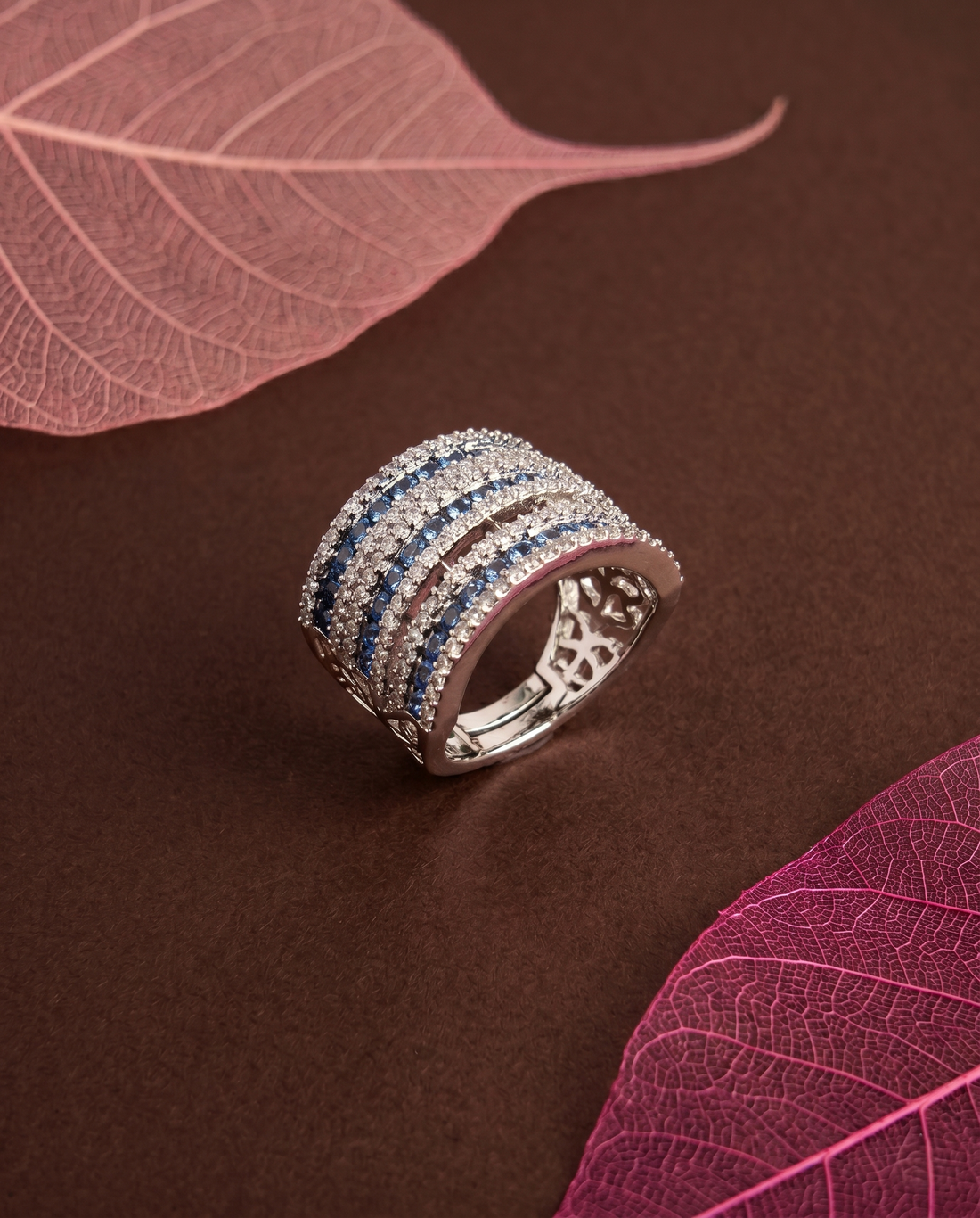 Adjustable Diamond Band Ring for Women | 6 Color Variants Multi Layer Luxury Ring