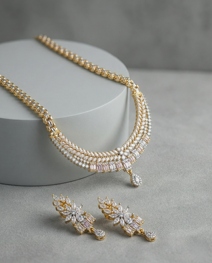 Bridal Diamond Look Necklace Set for Women | Elegant Jewellery