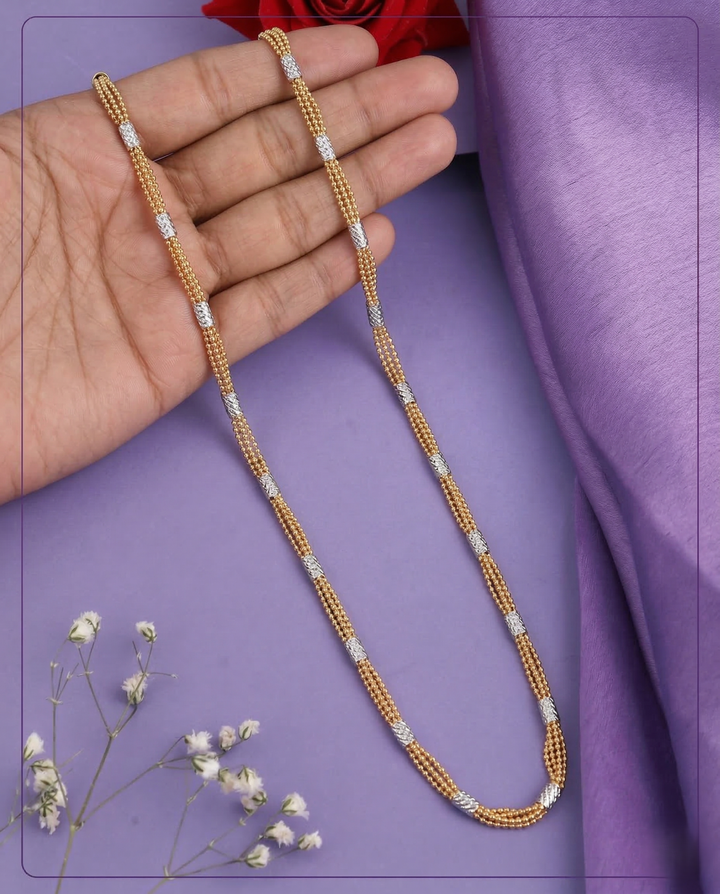 Italian Two Tone Multi Strand Chain Necklace Gold Silver Finish