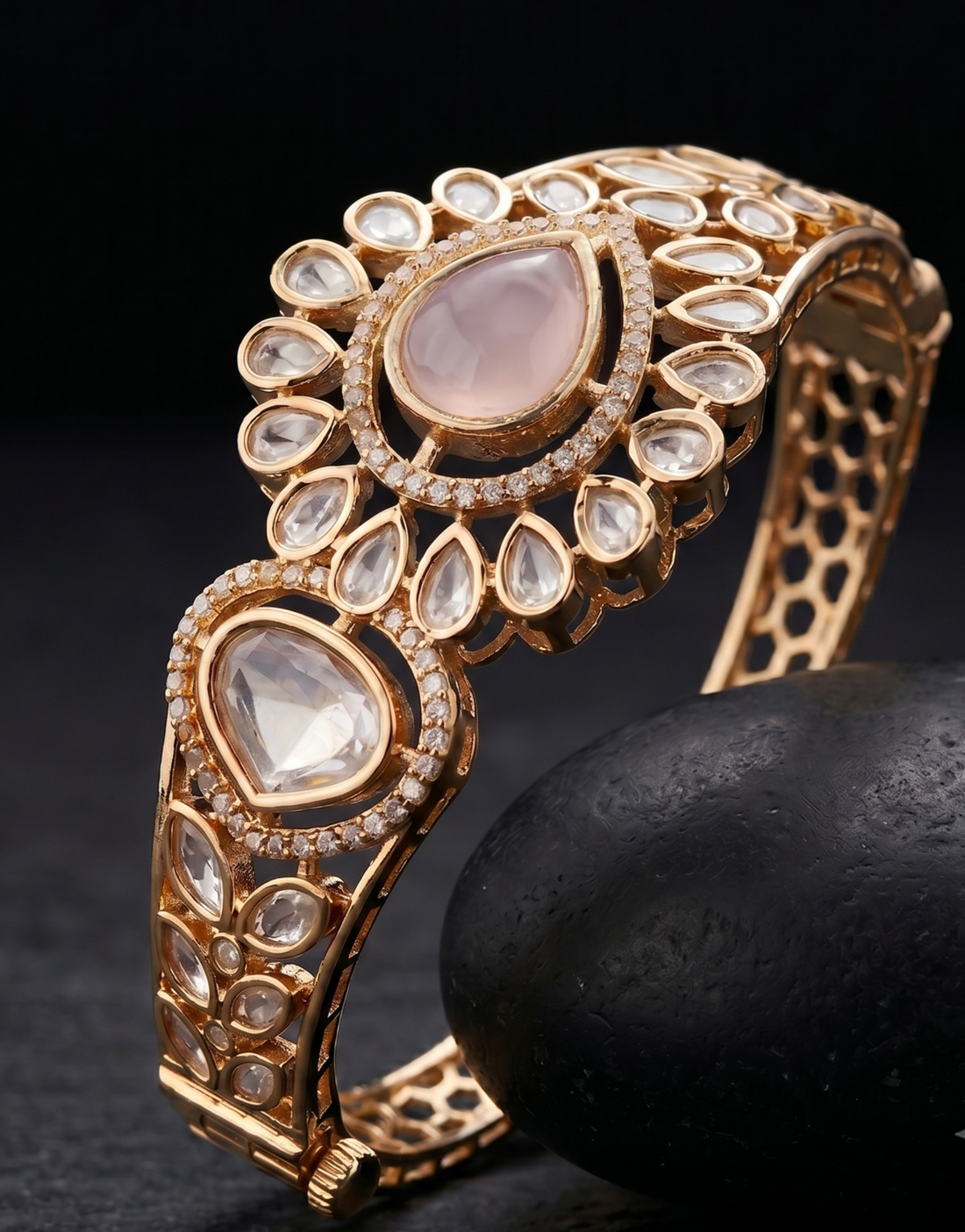 Noorika Kundan Royale   Traditional Polki Style Openable  Bracelet for Women