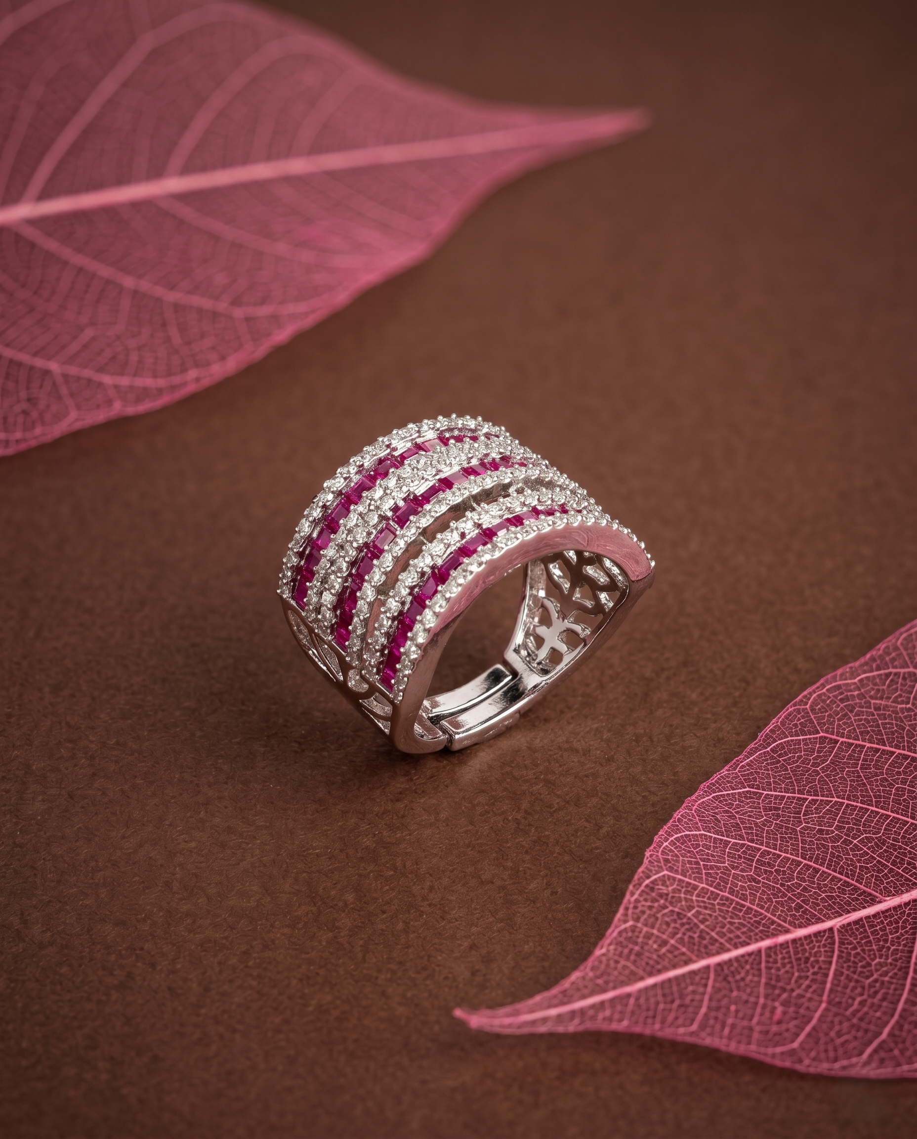 Adjustable Diamond Band Ring for Women | 6 Color Variants Multi Layer Luxury Ring