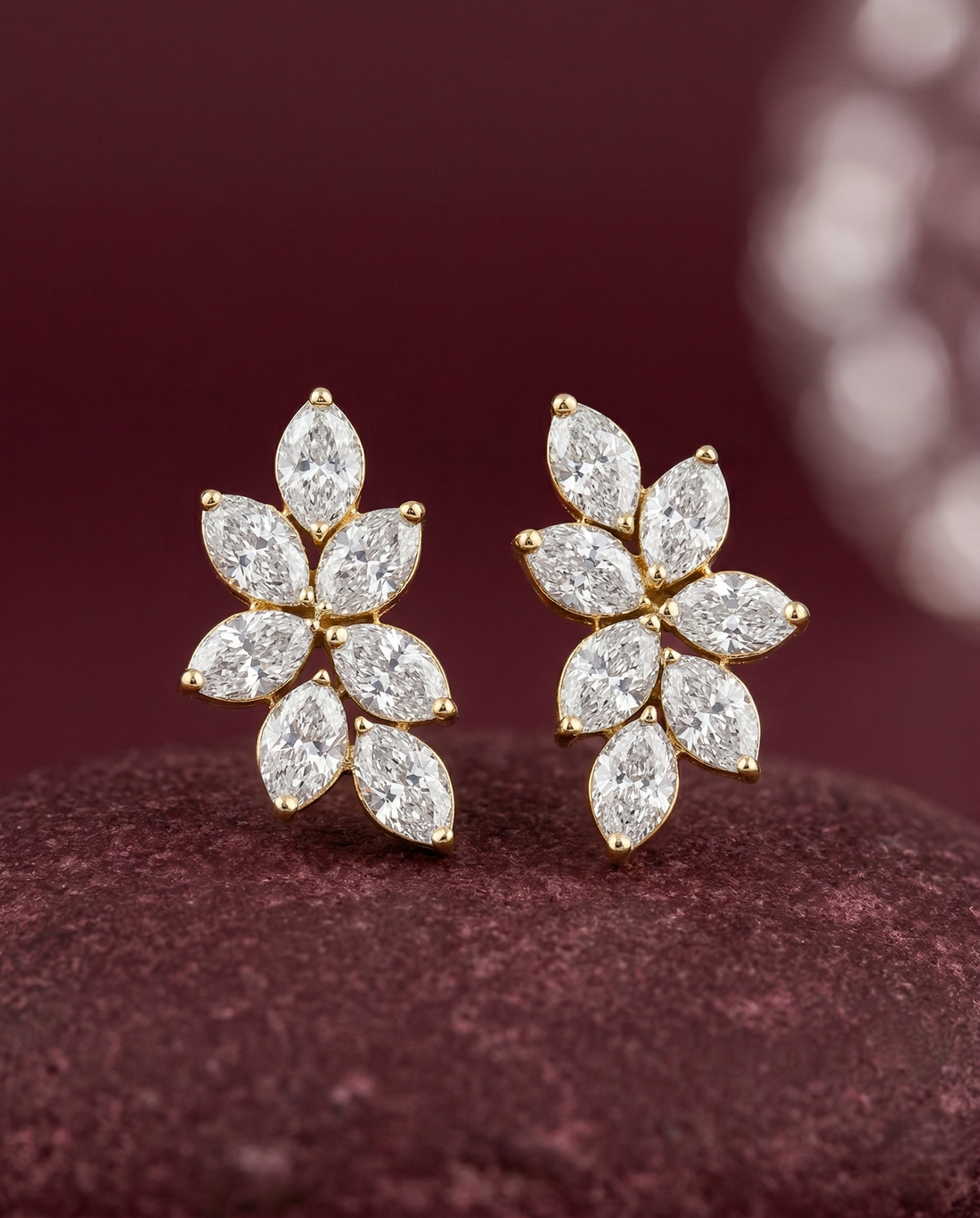 Premium Florique Spark Studs – Floral Diamond Cluster Earrings in Premium Finish