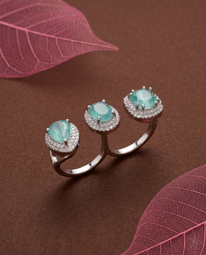 Trinity Glow Adjustable Double Finger Halo Ring