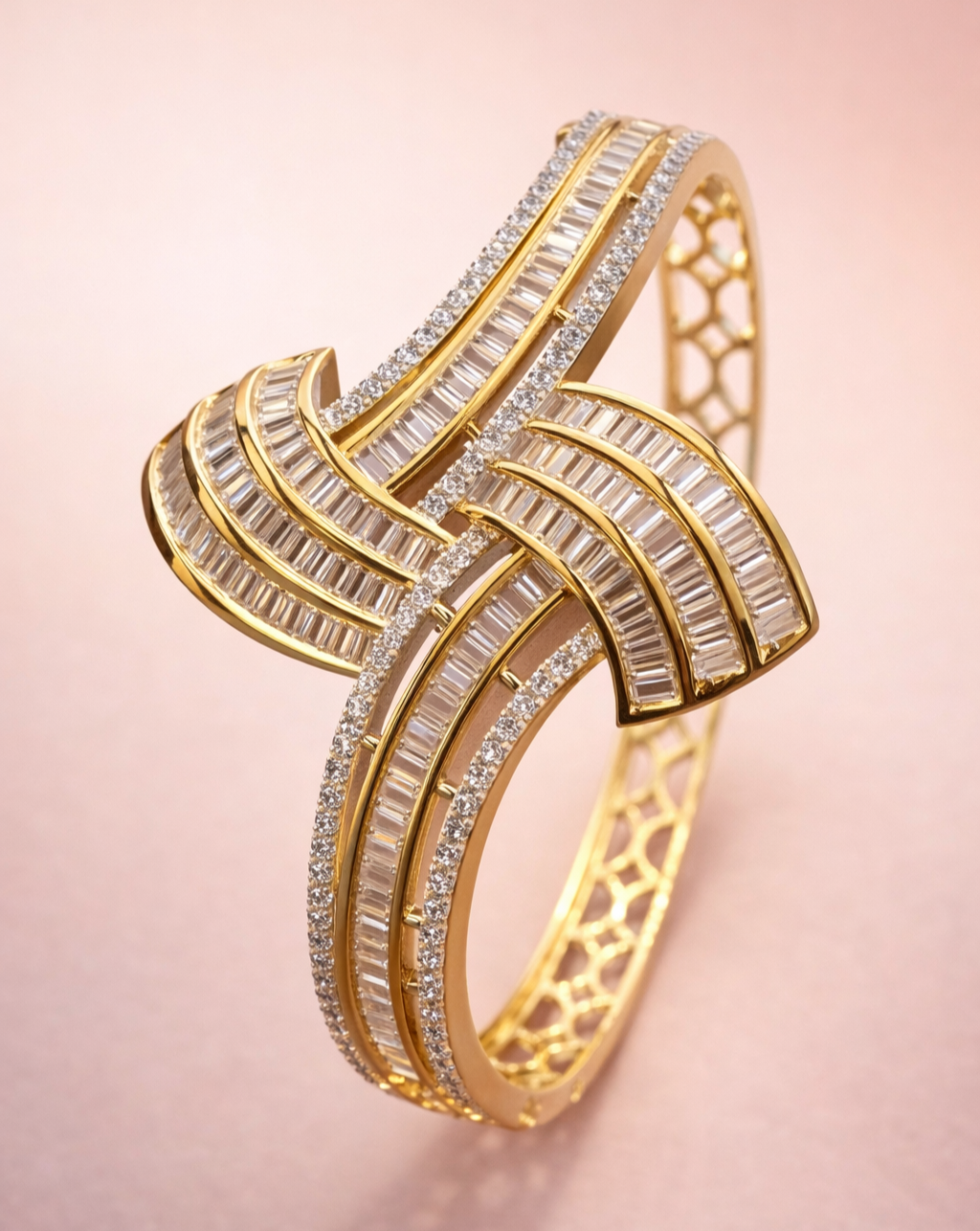 Gold-finish bracelet highlighted with sparkling stone accents for women