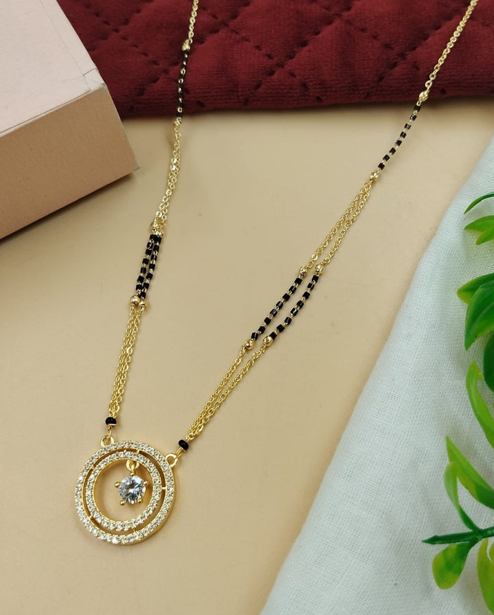 Elegant women’s mangalsutra designed with interlinked circular pendant detailing