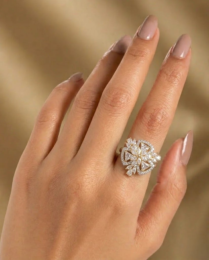 Ishvya Floral Diamond Statement Ring