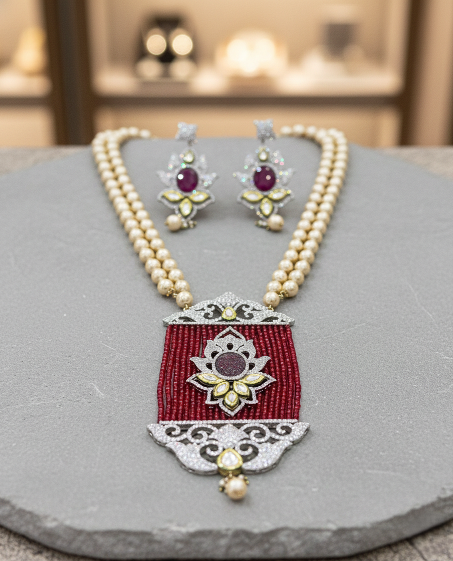 Jewelry set with a necklace and earrings 