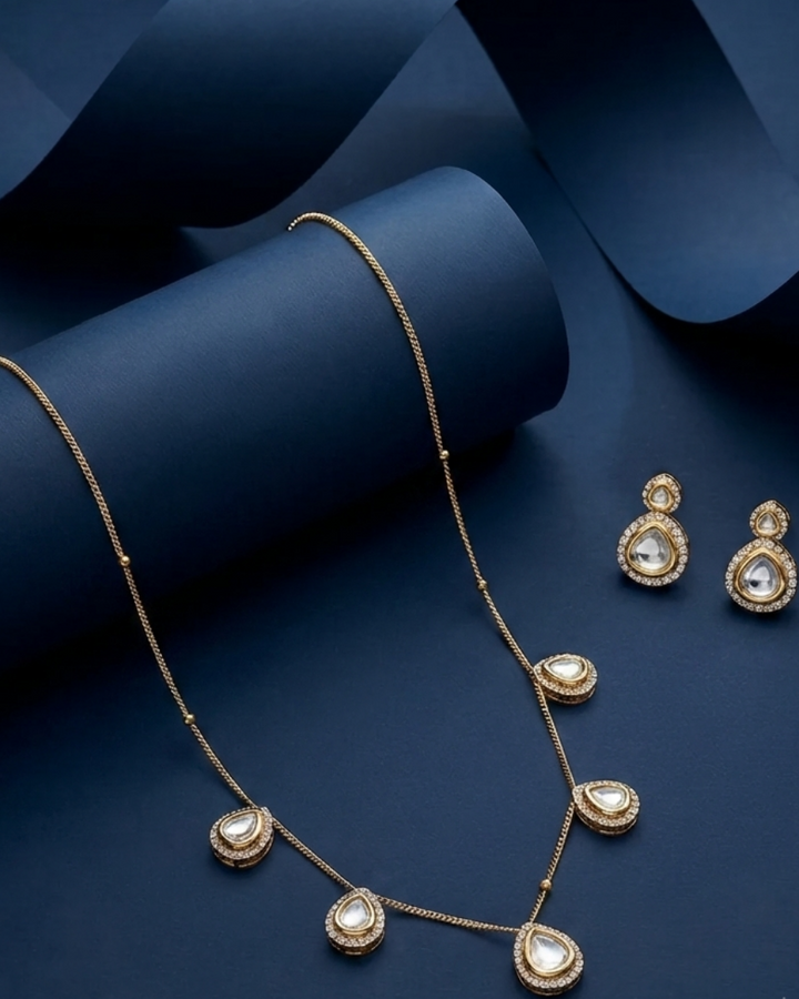 The Noor Kundan Charm Necklace Set is designed for women who appreciate understated elegance