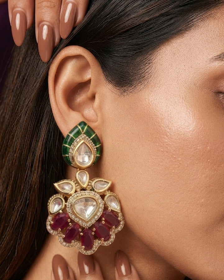 Rajeshwari Ruby KundanEarrings | Bridal Ethnic Earrings