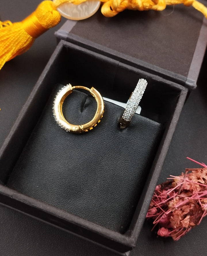 Premium Gold Plated Diamond Hoop Earrings (1 Carat Look)