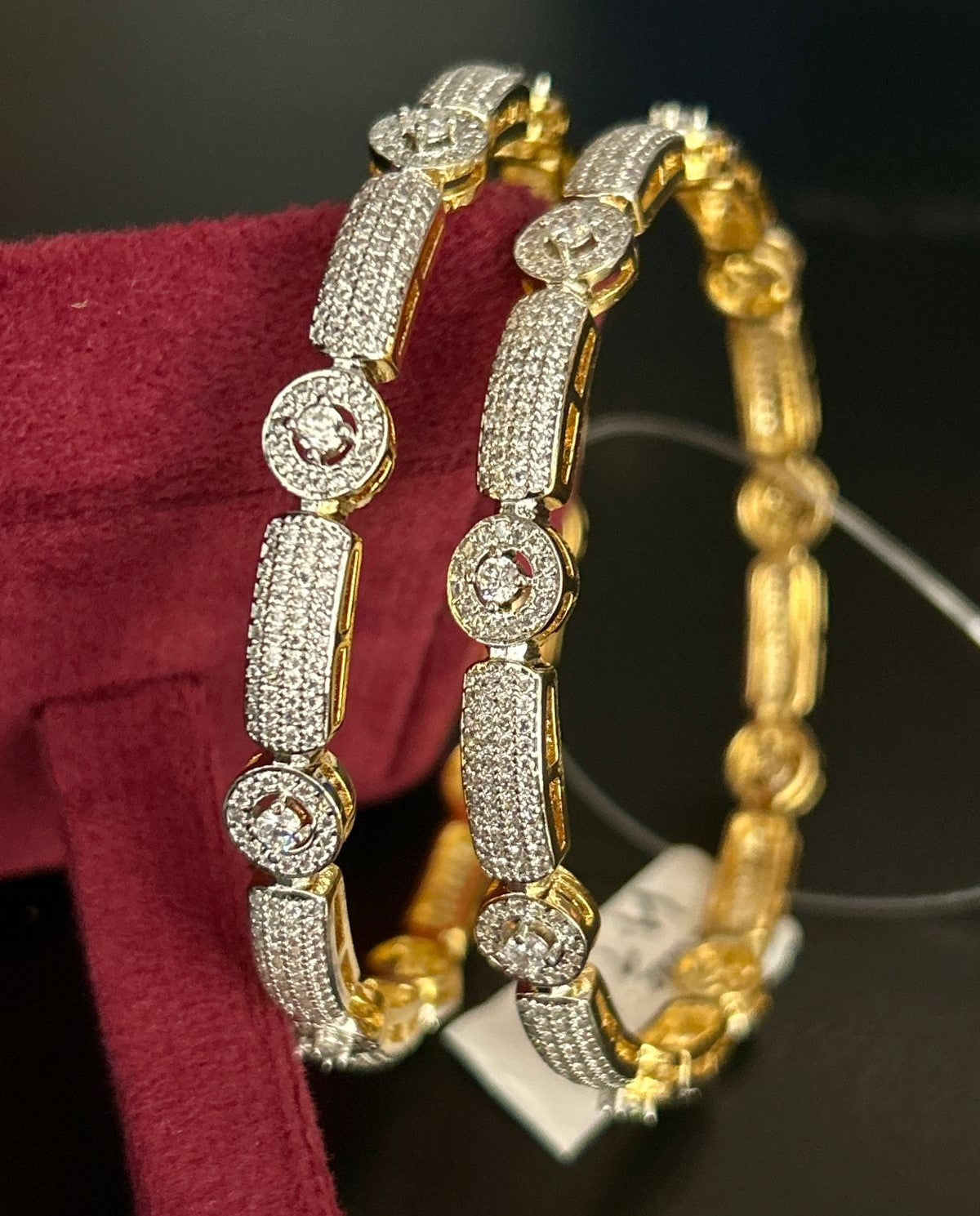 Diamond Pattern Gold Finish Bangles for Women