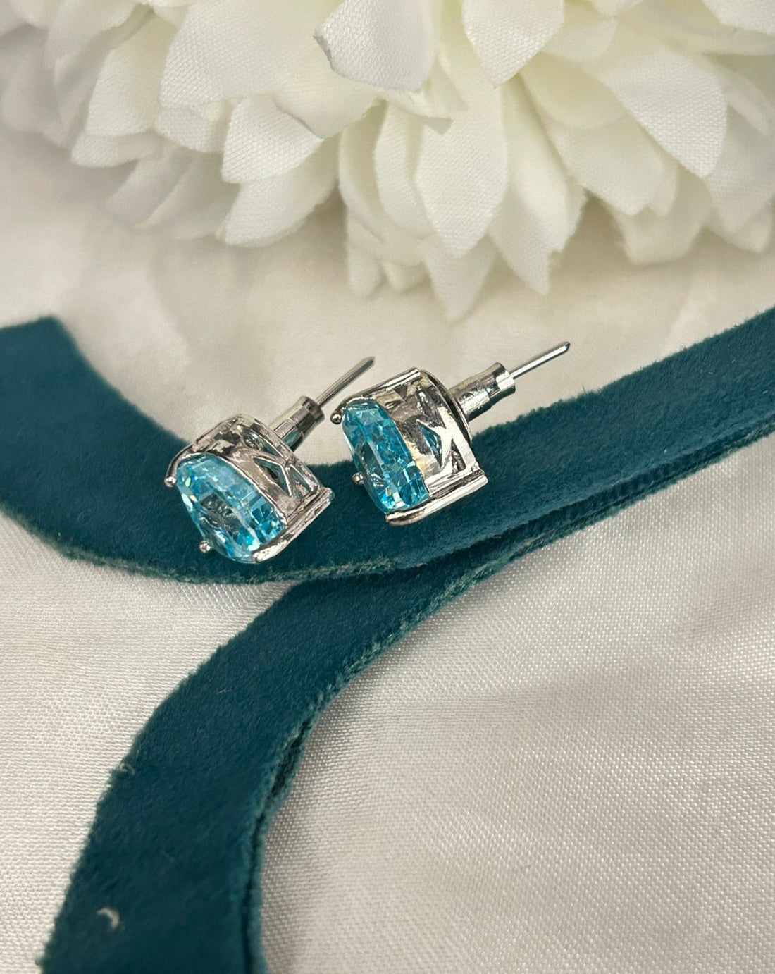 Swarovski Heart Cut Crystal Stud Earrings – Silver Finish | Multi Colour Options