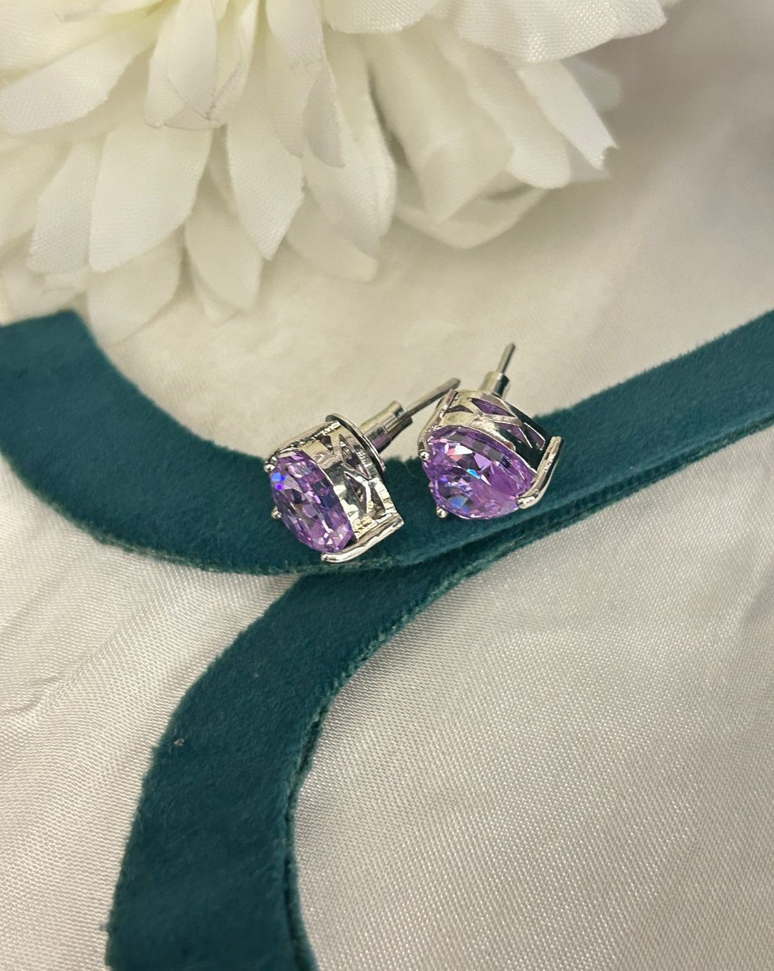 Swarovski Heart Cut Crystal Stud Earrings – Silver Finish | Multi Colour Options