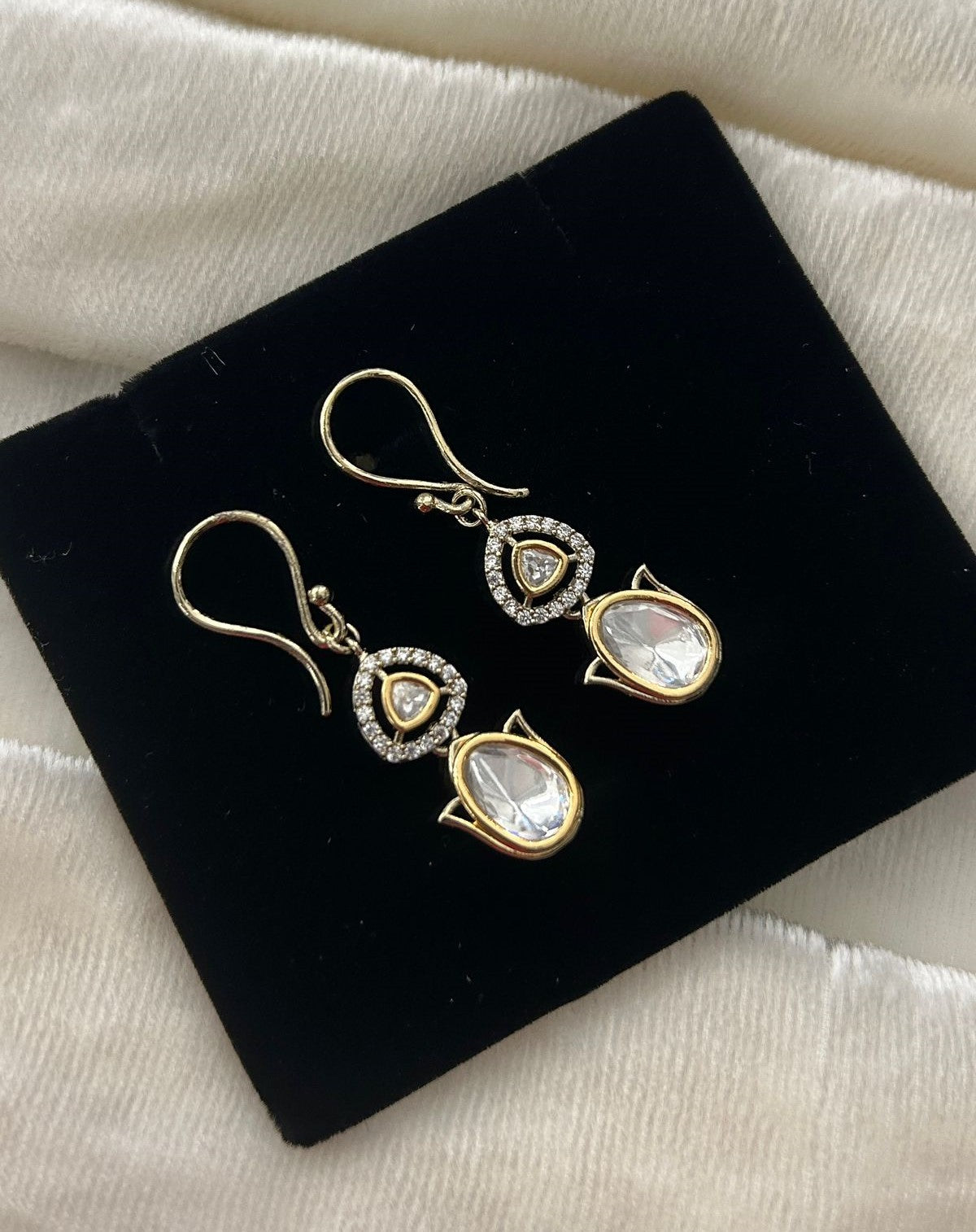 Premium Kundan Drop Earrings Gold Finish