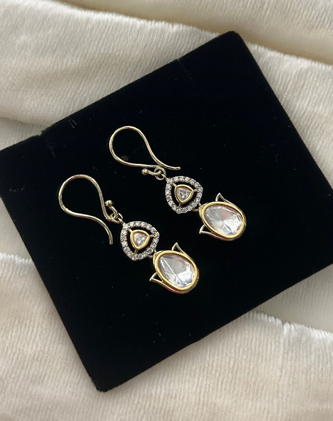 Premium Kundan Drop Earrings Gold Finish