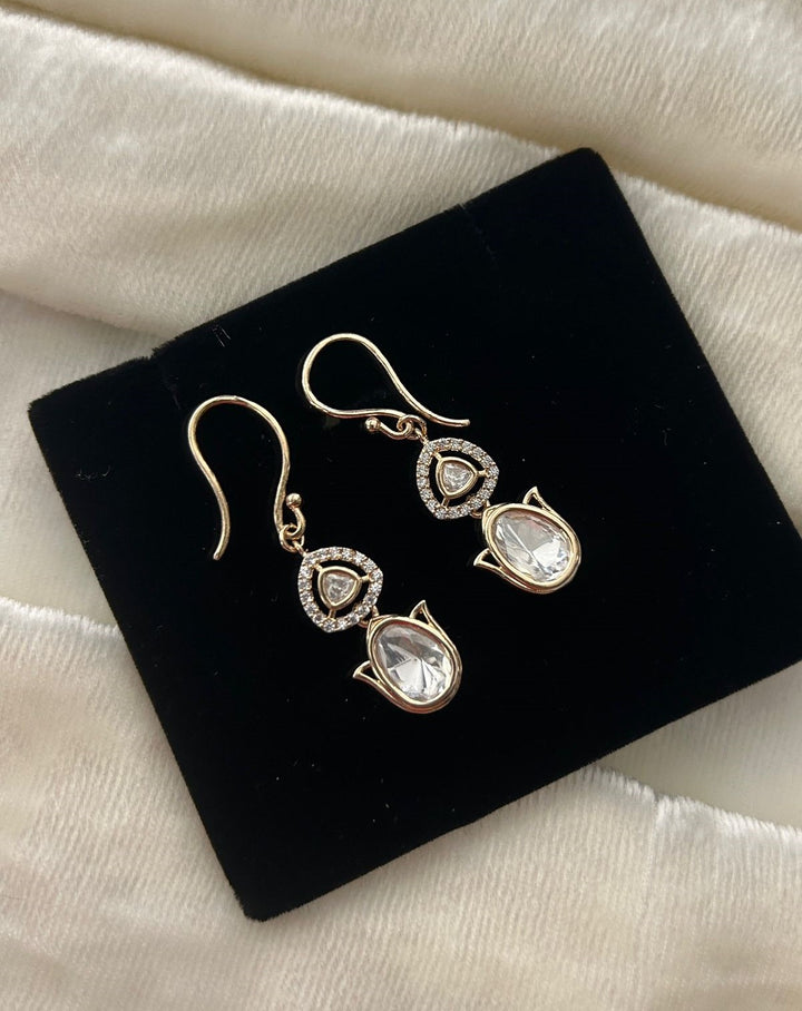Premium Kundan Drop Earrings Gold Finish