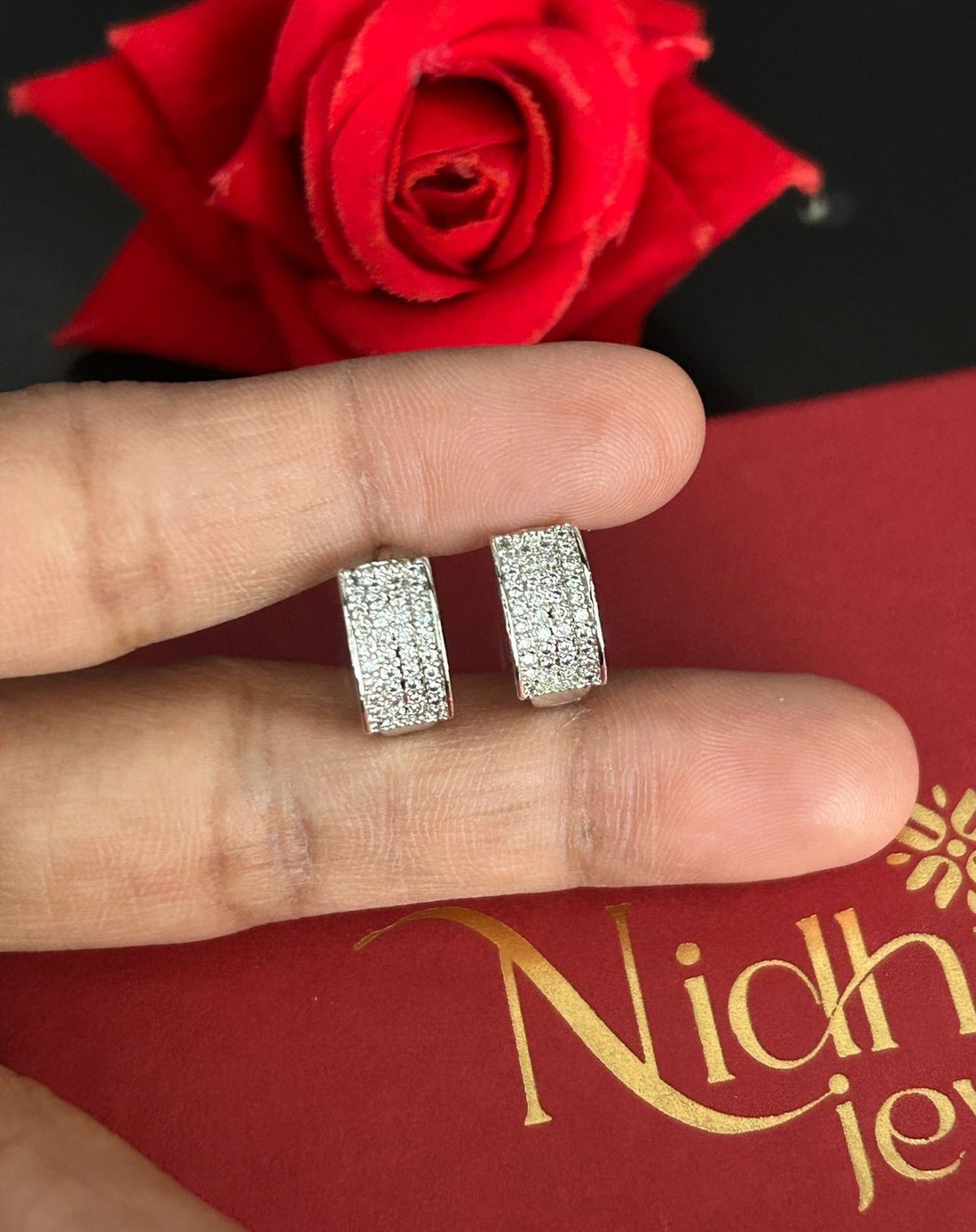 Minimal CZ Pave Hoop Earrings – Gold & Silver Finish