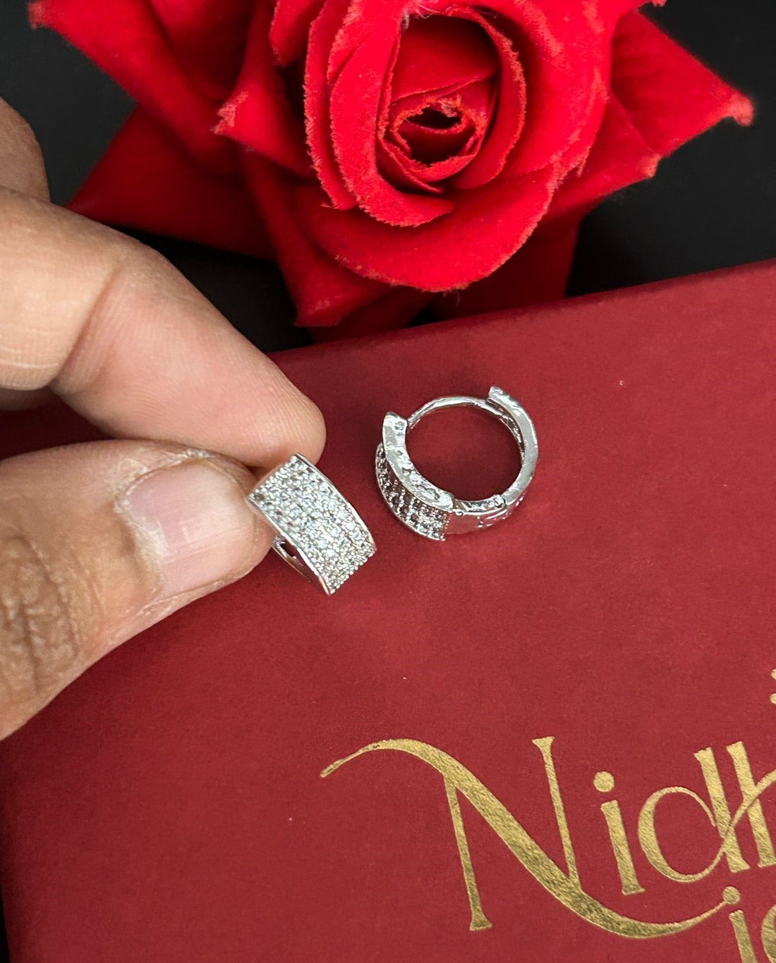 Minimal CZ Pave Hoop Earrings – Gold & Silver Finish
