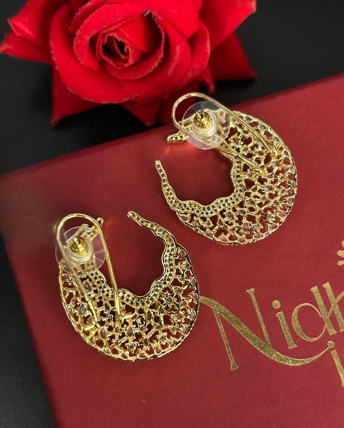 Luxury CZ Cluster Statement Hoop Earrings – Gold & Silver Finish