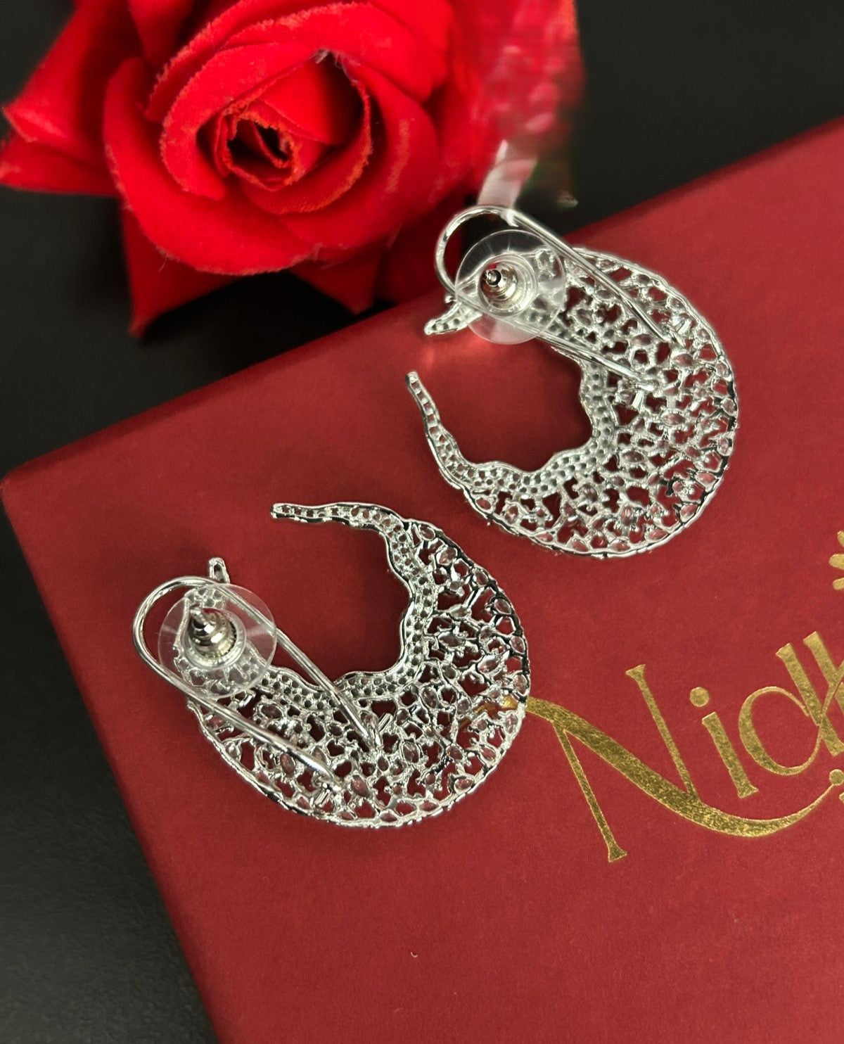 Luxury CZ Cluster Statement Hoop Earrings – Gold & Silver Finish
