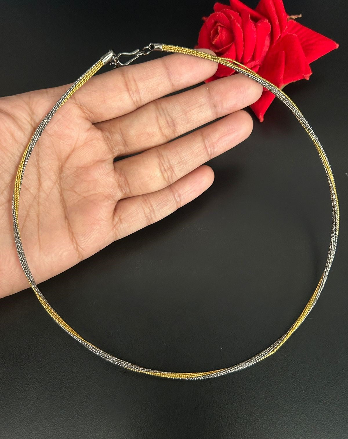 Premium Gold Oxidised Black Hasli Chain