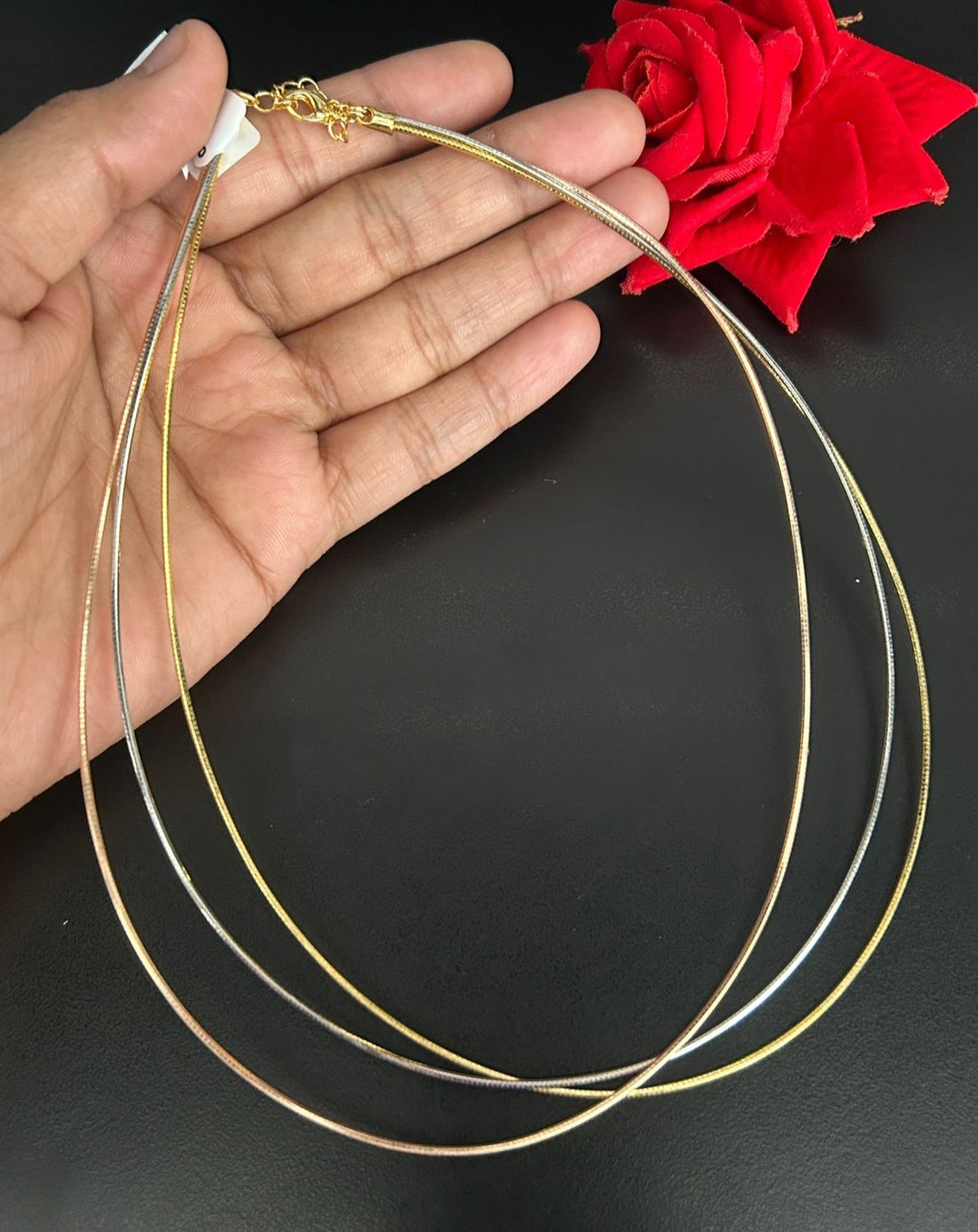 3 Liner Gold Silver Rose Gold Hasli Chain Necklace